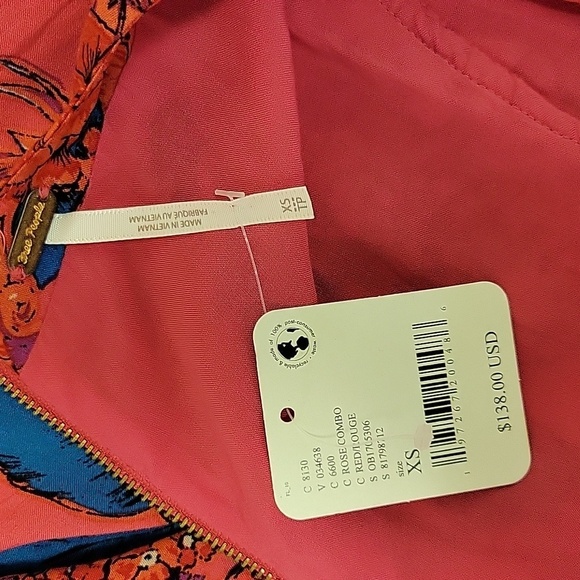 NWT Free People Yara sz xsmall mini dress in rose combo - Picture 7 of 7